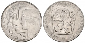 Tschechien 1965 25 Korun Silber 16g 50 Jahre KM 59 unz