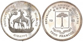Equatorial Guinea 1993 7000 Francs Silber 10.5g KM 114 Proof