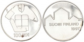 Finnland 1991 100 Markkaa Silber 24g KM 69 unz