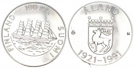 Finnland 1991 100 Markkaa Silber 24g KM 70 unz