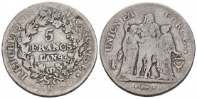 Frankreich AN 9 K 5 Francs Silber 24.3g Seltenes Jahr KM 639.5 schön