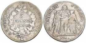 Frankreich L`AN 10 5 Francs Silber 25g Selten schön