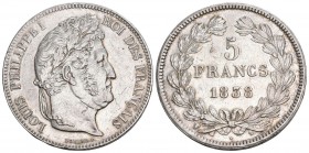 Frankreich 1838 5 Francs Silber 25g Paris KM 749.1 vz