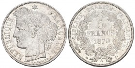 Frankreich 1870 K 5 Francs silber 25g KM 818.2 bis ss