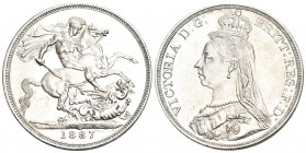 England 1889 2 Florin Silber 22.4g selten ss-vz