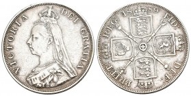 England 1889 Crown Silber 28.2g KM 765 vz+