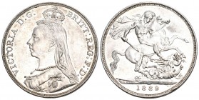 England 1890 Crown Silber 28g KM 765 ss+