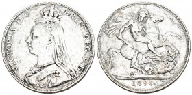 England 1892 Crown Silber 28.2g selten KM 765 ss