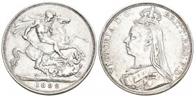 England 1893 Crown Silber 28.2g KM 783 ss+