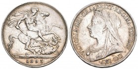 England 1896 Crown Silber 28.2g KM 783 ss-vz