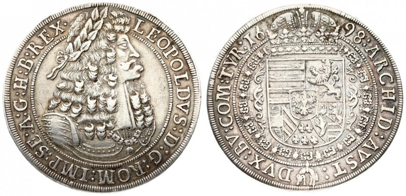 Austria 1 Thaler 1698 Hall. Leopold I(1657-1705). Averse: Old laureate bust righ...