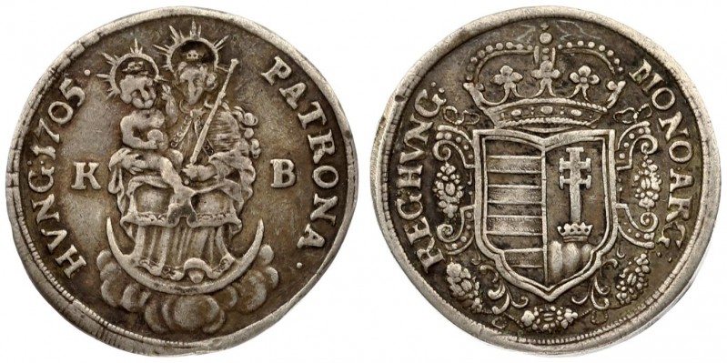 Austria Hungary 1 Silver Gulden 1705 K-B Kremnitz Franz II. Rakoczi (1703–1711)....