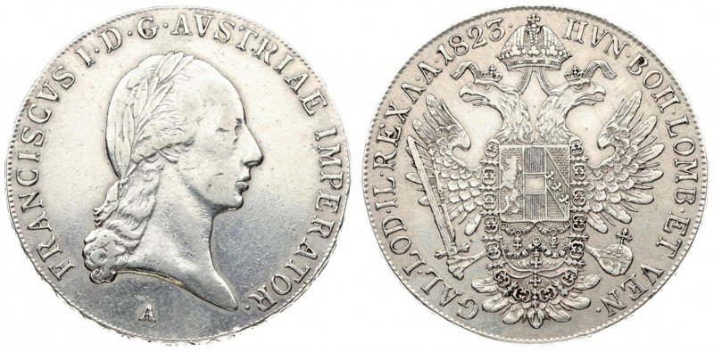 Austria 1 Thaler 1823 A Francis I (1815-1835). Averse: Laureate head right. Reve...