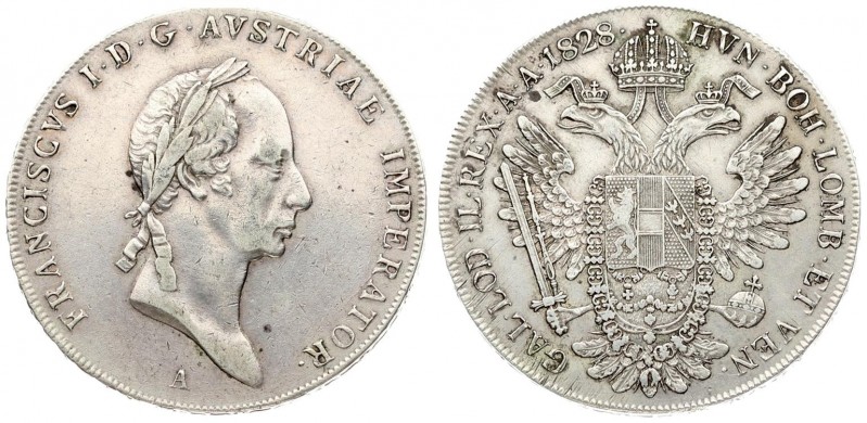 Austria 1 Thaler 1828 A Francis I (1815-1835). Averse: Head with short hair righ...