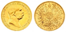 Austria 10 Corona 1909 - MDCCCCIX Franz Joseph I(1848-1916). Averse: Head right. Reverse: Crowned double eagle; date and value at bottom. Gold. KM 281...