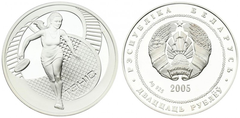 Belarus 20 Roubles 2005. Averse: National arms. Reverse: Female tennis player. S...