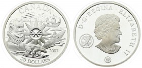 Canada 20 Dollars 2007 Elizabeth II (1952-). International Polar Year. Silver. KM 737. With capsule