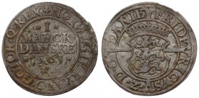 Denmark 1 Mark 1563. Frederik II (1559-88). Averse: NORWEGIE SLAVO GOTOR Q REX. Value and date. Reverse: FRIDERICVS Z D G DANIE. Crowned coat of arms ...