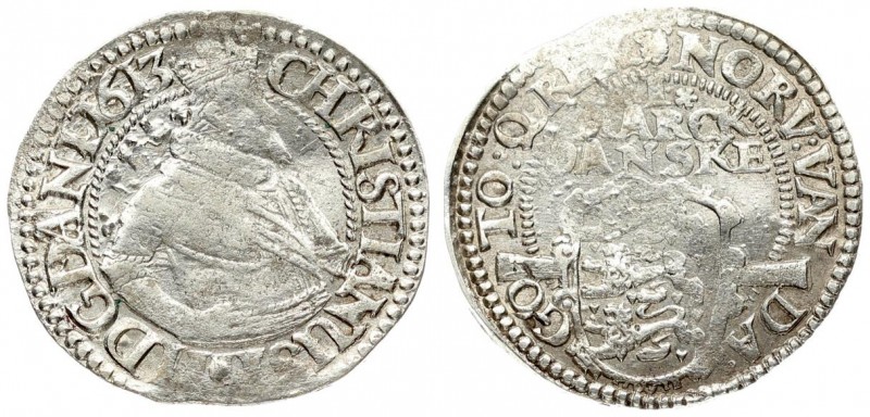 Denmark 1 Mark 1613(b) Copenhagen mint. Christian IV(1588 - 1648). Averse: Crown...