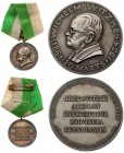 Denmark Medale 1934 Witzke Wilhelm 1864 - 1934. With original box awarded miniature in silver with ribbon. Silver. 54mm & 20mm; 95.10g & 6.54g. Lot of...