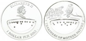 Fiji 1 Dollar 2012 Treasures of Mother Nature Series. Elizabeth II China - Rhodium. Averse Lettering: ELIZABETH II | 1 DOLLAR FIJI 2012. Reverse: Lett...