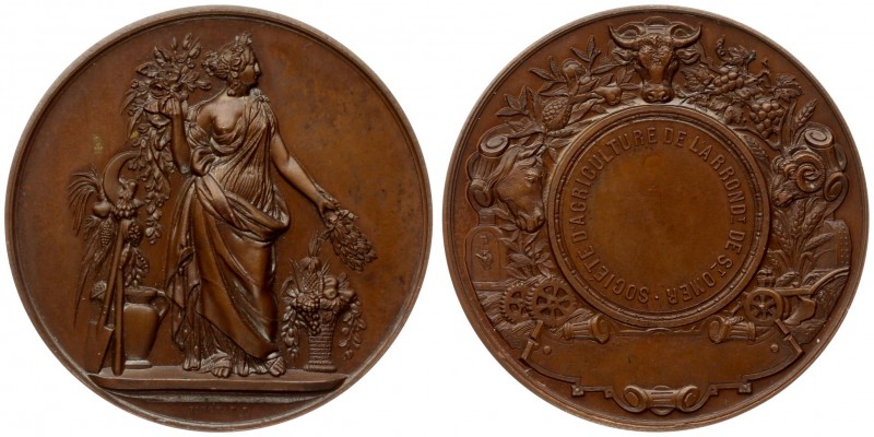 France Medal (1880) Agricultural society of the ar rondt of St.omer. Copper. Wei...