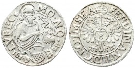 Germany LUBECK 8 Schilling 1628 (b) Averse: St. John holding lamb. shield of city arms below; date divided at bottom. Averse Legend: MO(N)(E). N(O)(V)...
