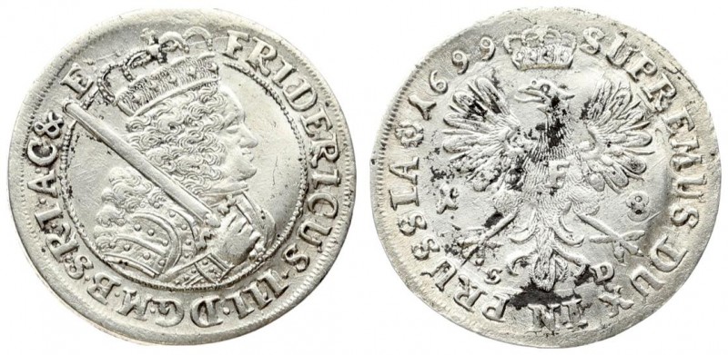 Germany BRANDENBURG 1 Ort 1699 SD Konigsberg. Friedrich III(1688-1701). Averse: ...