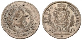 Germany BAVARIA 20 Kreuzer 1763 A Maximilian III Josef(1745-1777). Averse: Draped bust to right in laurel wreath; mintmark below. Averse Legend: D. G....