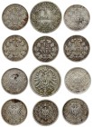 Germany Empire 1 Mark 1875 A & 1/2 Mark 1906 & 1/2 Mark 1915 Silver. Jaeger 9; 16. Lot of 6 Coins