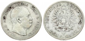 Germany Prussia 5 Mark 1876 B Wilhelm I(1861-1888). Averse: Head right. Averse Legend: WILHELM DEUTSCHEER KAISER KONIG V. PREUSSEN. Reverse: Crowned i...