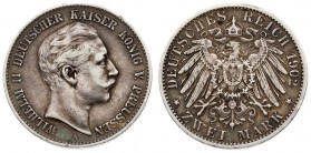 Germany Prussia 2 Mark 1902 A. Wilhelm II (1888-1918). Averse: Head right. Reverse: Crowned imperial eagle with shield on breast. Edge Description: Re...