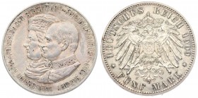 Germany SAXONY 5 Mark 1909 500th Anniversary - Leipzig University. Friedrich August III(). Averse: Crown Prince Friedrich the Pugracious and Friederic...