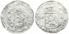 Netherlands GELDERLAND 1 Silver Ducat 1699 Averse: Knight standing right; crowned lion shield at feet. Reverse: Crowned arms divide date; without inne...