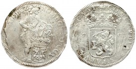 Netherlands GELDERLAND 1 Silver Ducat 1707 Averse: Knight standing right; crowned lion shield at feet. Reverse: Crowned arms divide date; without inne...
