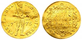 Netherlands HOLLAND 1 Ducat 1775 Averse: Armored; standing Knight holding bundle of arrows divides date without inner circle. Averse Legend: CONCORDIA...