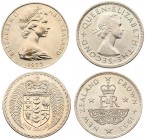 New Zealand 1 Crown 1953 Queen Elizabeth II Coronation & 1 Dollar 1972(c) Regular issue. Elizabeth II(1952-). Copper-Nickel. KM 30; 38.2. Lot 2 Coins