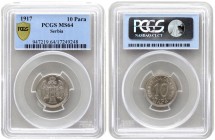 Serbia 10 Para 1917(g) Peter I(1903-1918). Averse: Crowned double-headed eagle. Reverse: Value. Copper-Nickel. KM 19. PCGS MS64 MAX GRADE