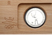Spain 2000 Pesetas 1991 Olympics Barcelona '92. Juan Carlos I(1975-2014). Averse: Conjoined busts of King and Crown Prince right. Reverse: Tennis play...