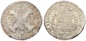 Spanish Netherlands BRABANT 1 Patagon 1695 Antwerp. Charles II (1665-1700). Averse: St. Andrew's cross crown above fleece below divides pair of double...