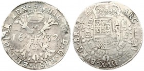 Spanish Netherlands BRABANT 1 Patagon 1632 Antwerp. Philip IV(1621-1665). Averse: Crowned shield of Philip IV in fleece collar. Reverse Legend: …DVX B...