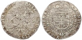 Spanish Netherlands BRABANT 1 Patagon 1633 Brussels. Philip IV(1621-1665). Averse: Crowned shield of Philip IV in fleece collar. Reverse Legend: …DVX ...