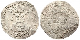 Spanish Netherlands FLANDERS 1 Patagon 1633 Philip IV(1621-1665). Averse: St. Andrew's cross; crown above; fleece below; divides date. Reverse: Crowne...
