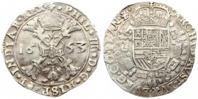 Spanish Netherlands FLANDERS 1 Patagon 1653 Philip IV(1621-1665). Averse: St. Andrew's cross; crown above; fleece below; divides date. Reverse: Crowne...