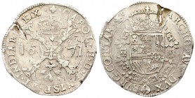 Spanish Netherlands FLANDERS 1 Patagon 1671 Charles II(1665-1700). Averse: St. Andrew's cross; crown above; fleece below; divides date. Reverse: Crown...