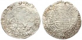 Spanish Netherlands FLANDERS 1 Patagon 1690 Charles II(1665-1700). Averse: St. Andrew's cross; crown above; fleece below; divides date. Reverse: Crown...