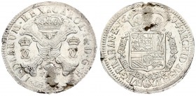 Spanish Netherlands BRABANT 1 Patagon 1694 Brussels. Charles II (1665-1700). Averse: St. Andrew's cross crown above fleece below divides pair of doubl...