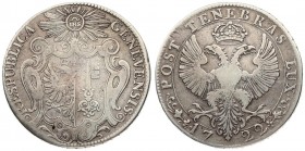 Switzerland GENEVA 1 Thaler 1722 Averse: Ornate arms IHS in sun above. Averse Legend: GENEVENSIS RESPUBLICA. Reverse: Crowned double-headed eagle with...