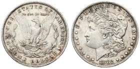 USA Morgan 1 Dollar 1882 Philadelphia. Averse legend: E. PLURIBUS. UNUM // (DATE). Averse description: head on the left of a woman symbolizing Liberty...