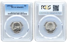 USA 5 Cents 1979 D Denver. Type: Jefferson. Av: Thomas Jefferson. Monticello and mintmark at top on reverse. Designed by Felix Schlag. Edge: Plain. Ni...